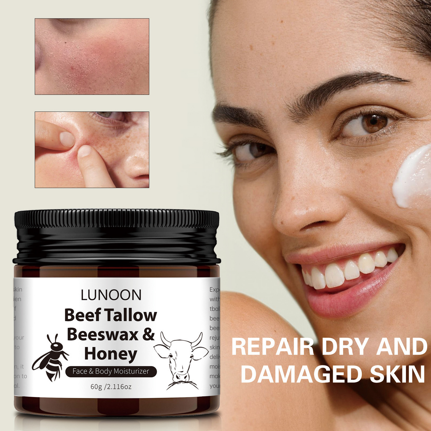 Whipped Beef Tallow & Honey Moisturizing Cream