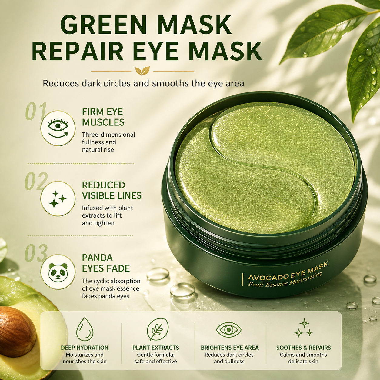 Avocado & Gold Under Eye Mask