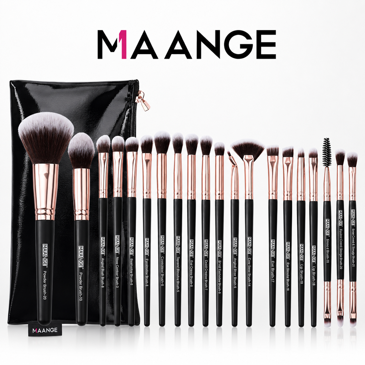 MAANGE 20-Piece Professional Makeup Brush Set with Cosmetic Bag