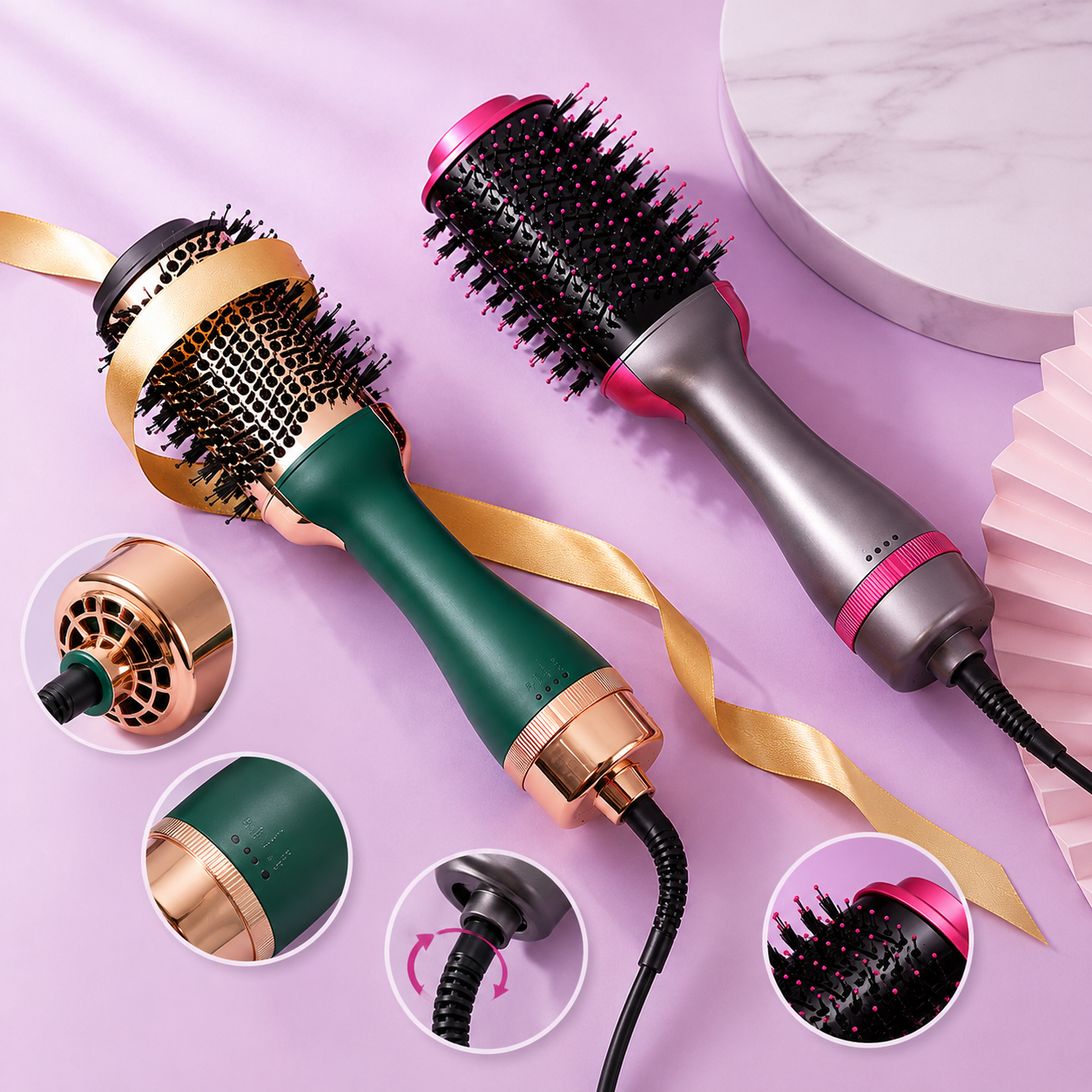 Professional 3-in-1 Hot Air Styler & Hair Dryer Brush