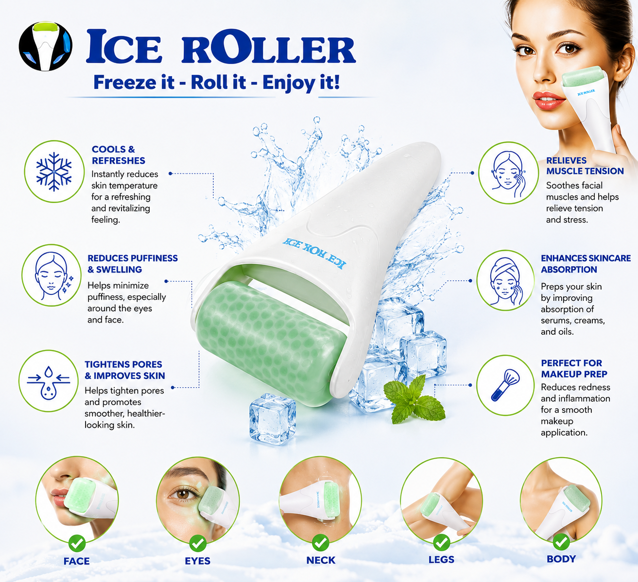 Ice Roller Facial Massage Tool for Beauty Care
