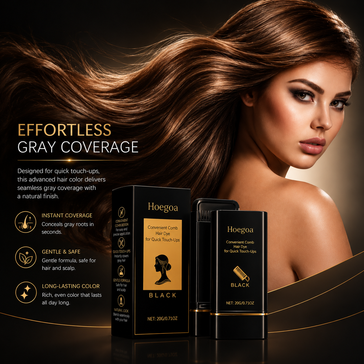 Hoegoa Instant Hair Color Touch-Up Stick - Gray Hair Cover