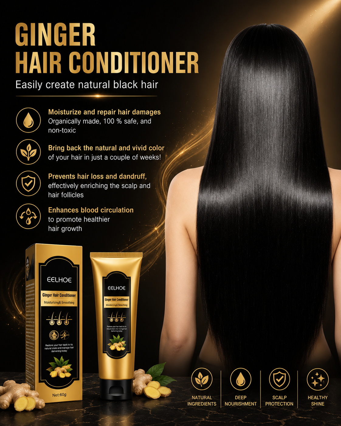 EELHOE Ginger Hair Darkening Conditioner - Smooth & Repair