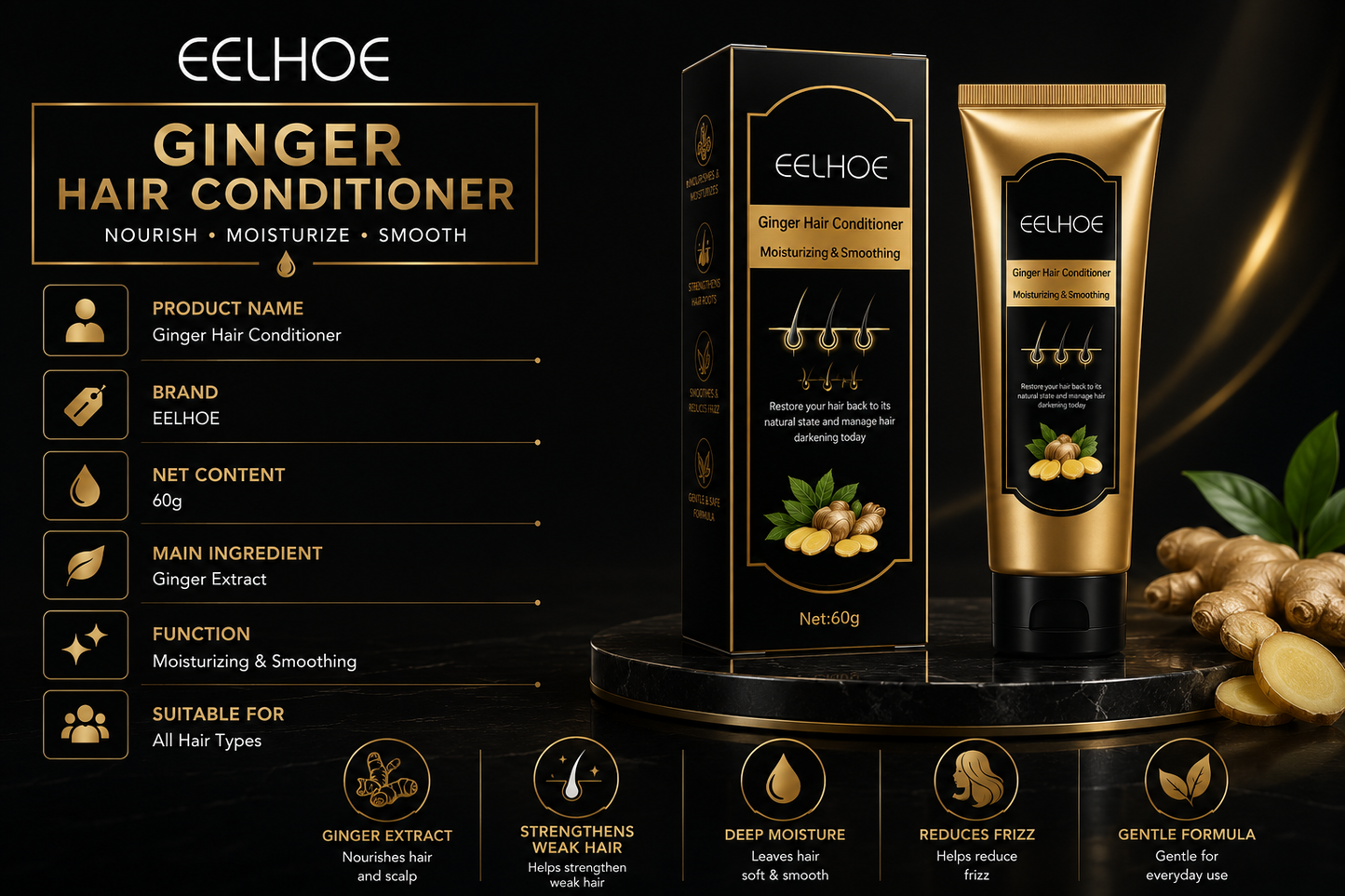 EELHOE Ginger Hair Darkening Conditioner - Smooth & Repair