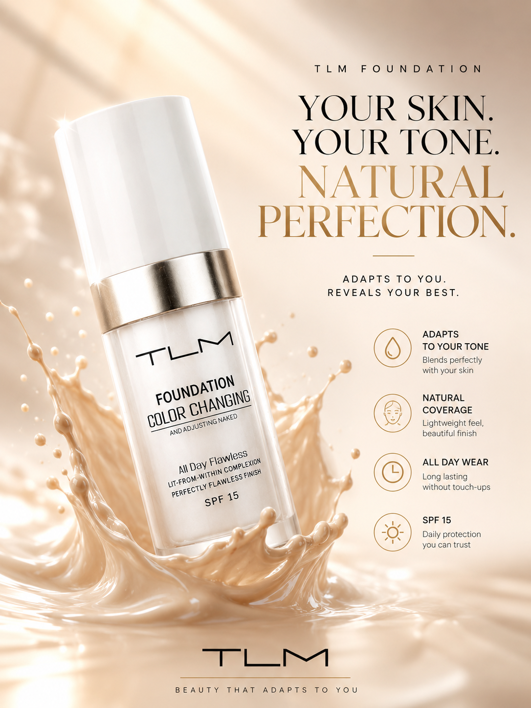 TLM™ Magical Color Changing Liquid Foundation - SPF 15