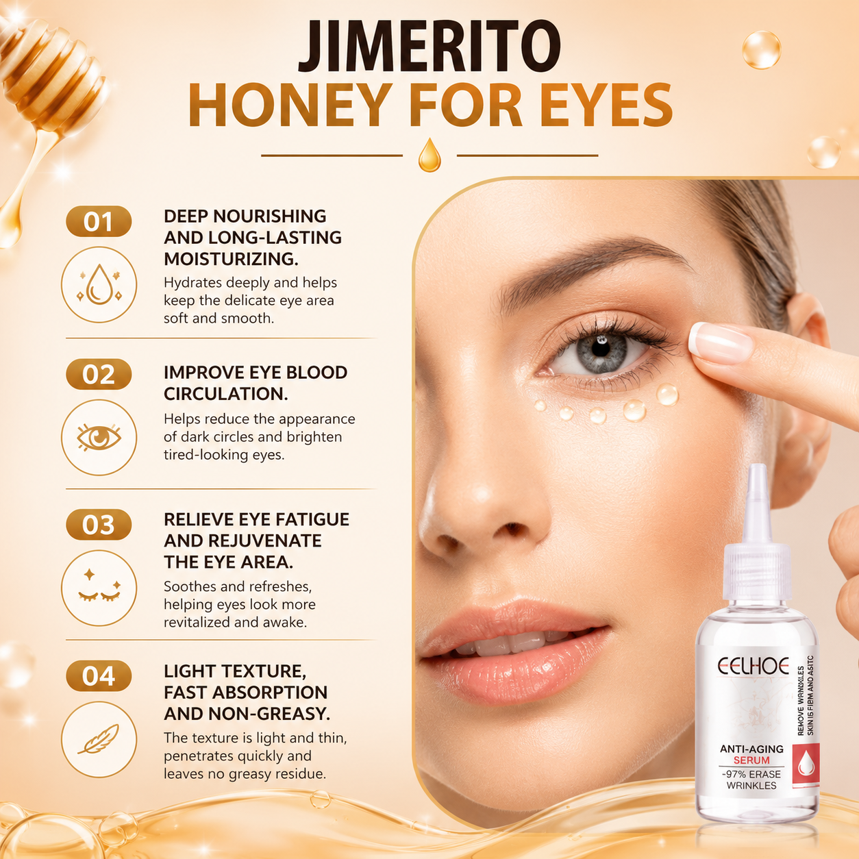 Premium Jimerito Bee Honey Eye Care Drops & Serum