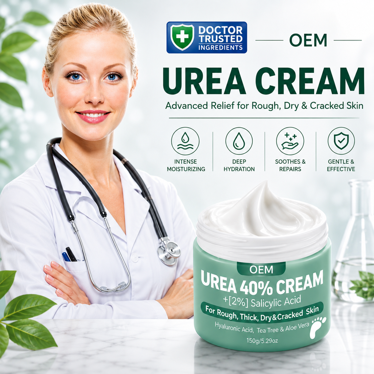 Urea 40% Cream with 2% Salicylic Acid for Rough & Cracked Skin