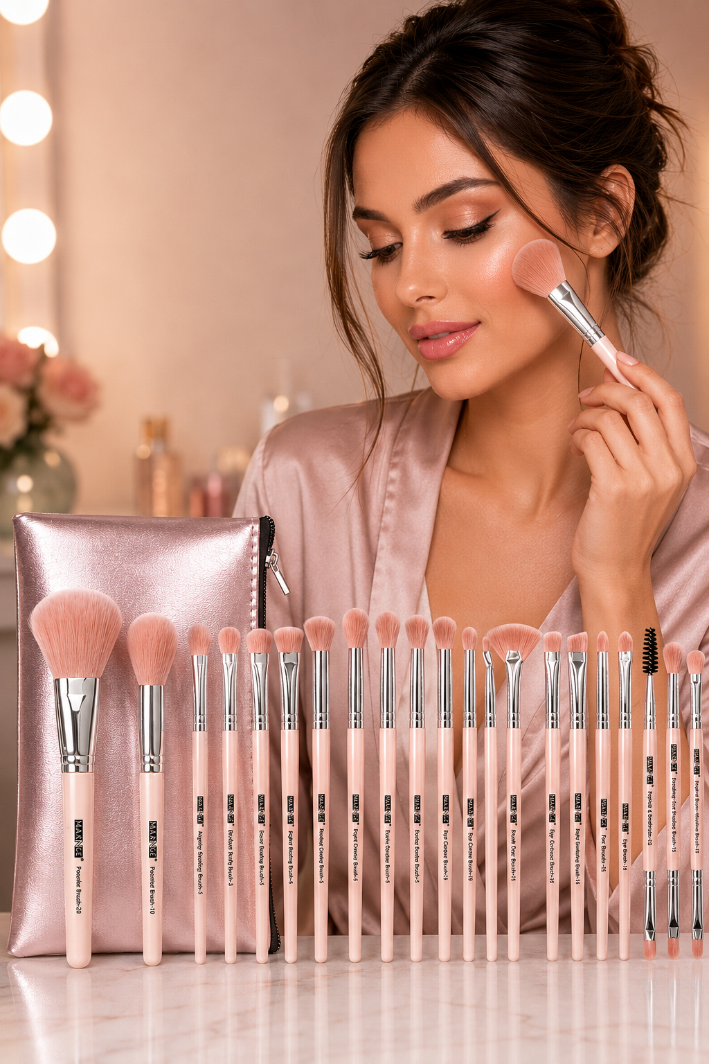 MAANGE 20-Piece Professional Makeup Brush Set with Cosmetic Bag